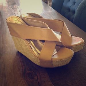 Nude wedges. Size 10. Worn once